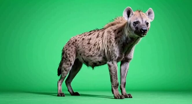 Hyena against green-screen background.4k video.  