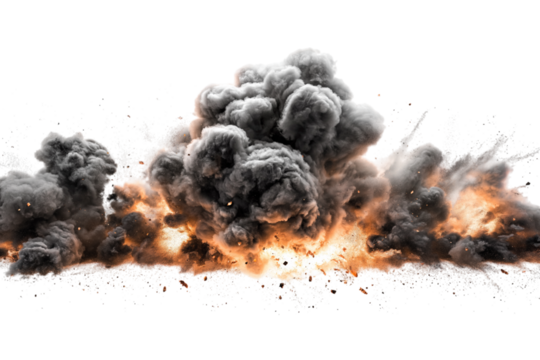 Explosion border isolated on transparent background - Generative AI