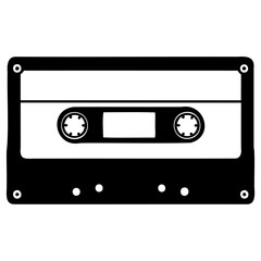 Black and white cassette tape illustration