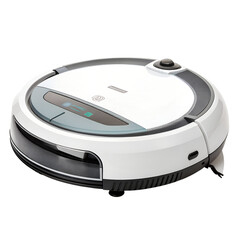 Robot vacuum cleaner isolated on transparent background is a modern and convenient appliance for cleaning floors