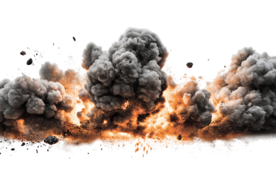 Explosion border isolated on transparent background - Generative AI