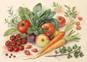 watercolor vegetables