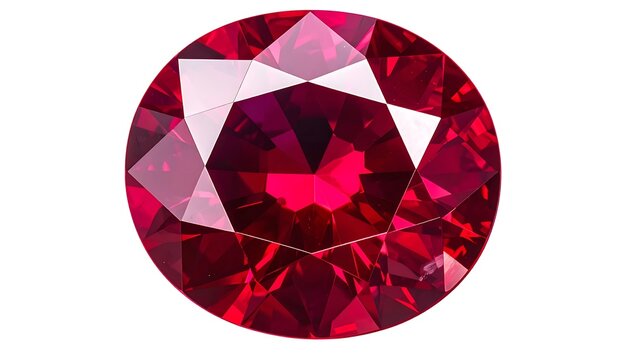 Close-up of a round, brilliant-cut ruby