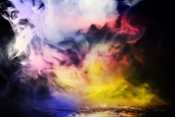 multicolor smoke on black background