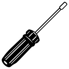 Black screwdriver with rubber grip and metal tip