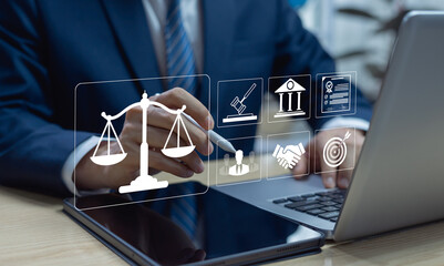 Legal advice business concept, lawyer consulting on business rules labor law and corporate...