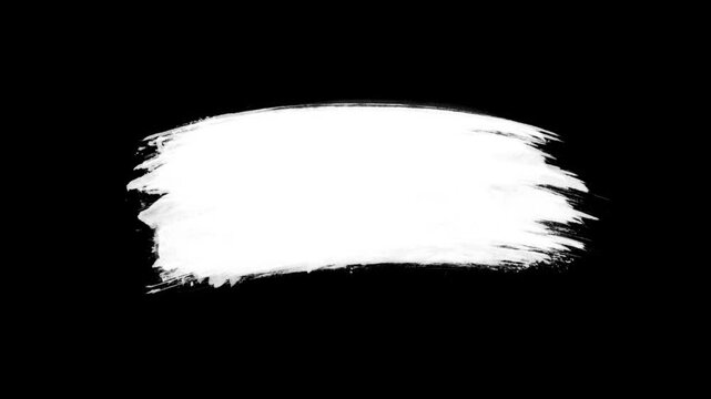 White Paint Stain Animation, Abstract Brush Stroke Effect in 4K UHD, CG Grunge Texture with Transparent Background, Perfect for masks and transitions. Alpha channel.