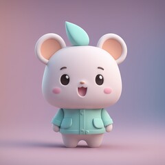 3d illustration of cute bear character.