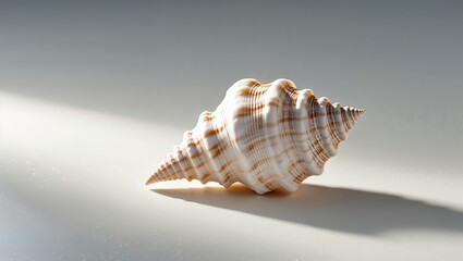 Seashell on White Background, Sunlight, Close-up