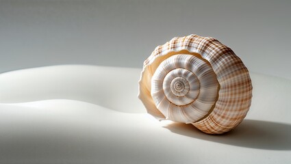 Seashell on White Surface, Minimalist Nature Photography
