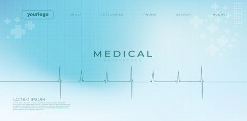 Clean blue medical background featuring an ECG heartbeat line, modern interface elements, and digital health icons. Perfect for healthcare presentations, hospital banners, medical websites, and pharma