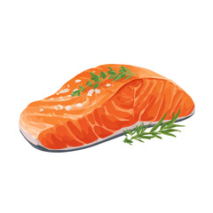 2D flat vector graphic of a Baked Salmon in icon style, isolated on white background