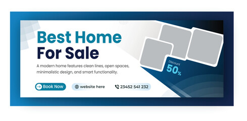 Real estate social media facebook cover web banner template design