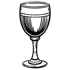 Illustration of a wine glass, showcasing its elegant shape and the liquid it holds, perfect for menus or design projects
