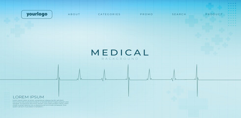 Clean blue medical background featuring an ECG heartbeat line, modern interface elements, and digital health icons. Perfect for healthcare presentations, hospital banners, medical websites, and pharma