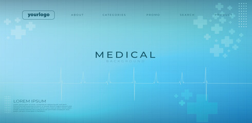 Clean blue medical background featuring an ECG heartbeat line, modern interface elements, and digital health icons. Perfect for healthcare presentations, hospital banners, medical websites, and pharma