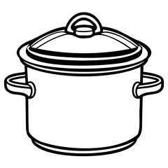 Illustration of a cooking pot with a lid, showcasing its simple design and functionality for culinary use
