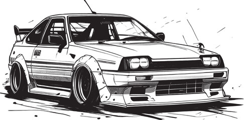 Retro JDM Car Vector Illustration Drift and Street Racing Style