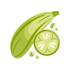 fresh, vibrant zucchini, minimalist vector art, clean shapes, bright green hues, botanical illustration suitable for branding and fresh, modern vector design.