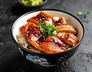 Unadon (Japanese rice bowl topping with grilled japanese freshwater eel with Teriyaki sauce)
