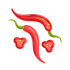 red hot pepper vector illustration featuring glossy peppers, bold gradients, clean vector shapes, vibrant red hues, and a fresh, spicy aesthetic for branding and packaging