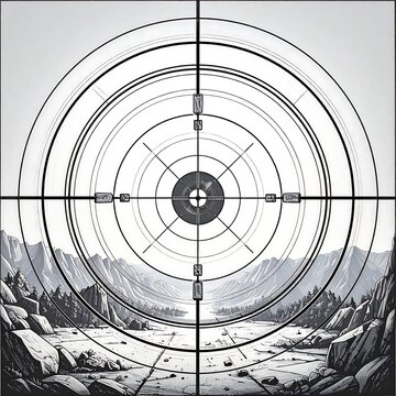 Abstract landscape within a target reticule