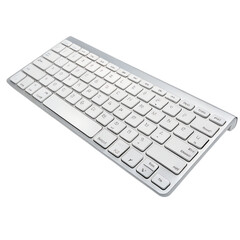 Sleek and modern wireless keyboard isolated on transparent background, perfect for minimalist workspace setups and efficient typing
