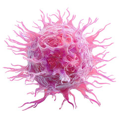 Microscopic view captures a vibrant, spiky cell in detail against a neutral background