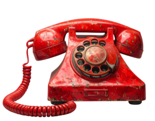 3D Retro Red Telephone Handset Isolated on Transparent Background PNG