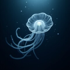 Bioluminescent jellyfish in deep sea habitat