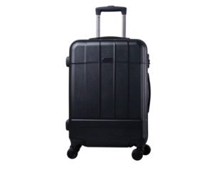 Black Travel Suitcase with Wheels Isolated on Transparent Background PNG