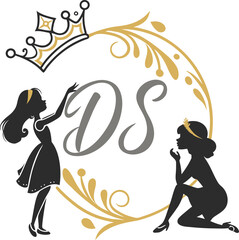 Obraz premium Elegant silhouettes reaching for crown woman gold