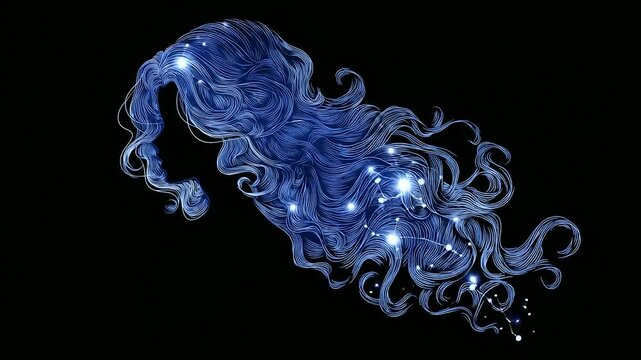 A simple yet elegant image of the Virgo constellation, with a maiden's flowing hair rendered in stars.