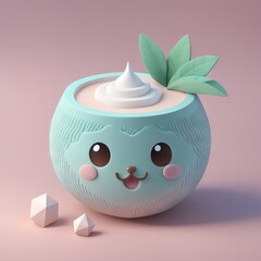 cute cartoon character with pink piggy bank on a background. 3d illustration