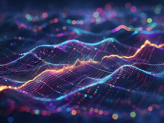 abstract wave particles background. 3d illustration