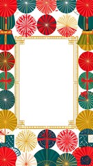 Ornamental frame with umbrellas