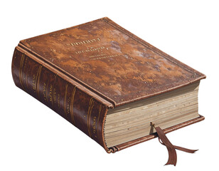 Obraz premium Brown Hardcover Book Isolated on White Background PNG