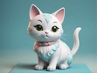 Fototapeta premium cute little kitten with a bow and white cat.cute cat.