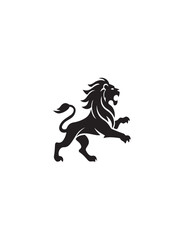 lion logo, black and white vector