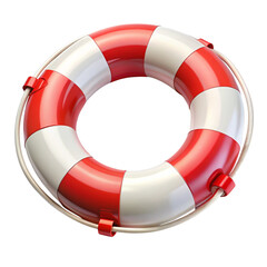 Red and White Lifebuoy Lifesaver on Transparent Background in High Definition