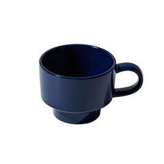 Stylish Navy Blue Coffee Mug Isolated on White Background, Generative AI