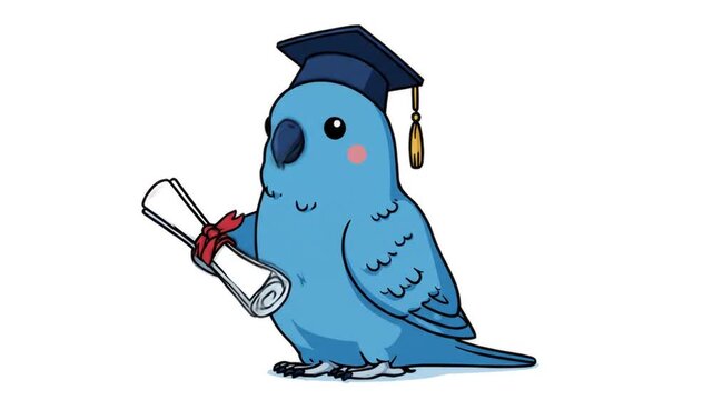 Cute bird graduation