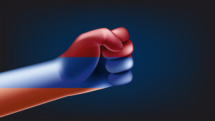 Fist with flag of Armenia. 3d vector illustration