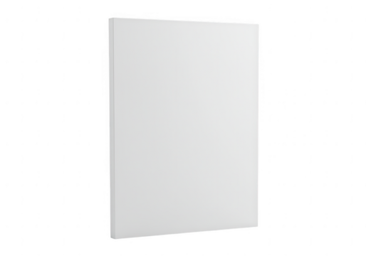 A plain white rectangular panel with a subtle shadow isolated on transparent background