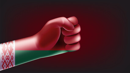 Fist with flag of Belarus. 3d vector illustration
