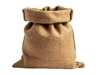 Empty Burlap Santa Sack with Folded Rim, Side Angle, Isolated