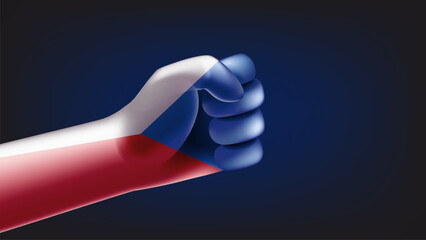 Fist with flag of Czech republic. 3d vector illustration