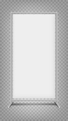 White long banner isolated on transparent background. 3d vector mockup