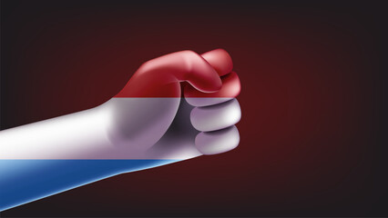 Fist with flag of luxemburg. 3d vector illustration