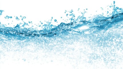 Water droplets burst and dance across the surface, reflecting light and creating a lively atmosphere. The clarity and movement showcase the beauty of fluid dynamics in nature.